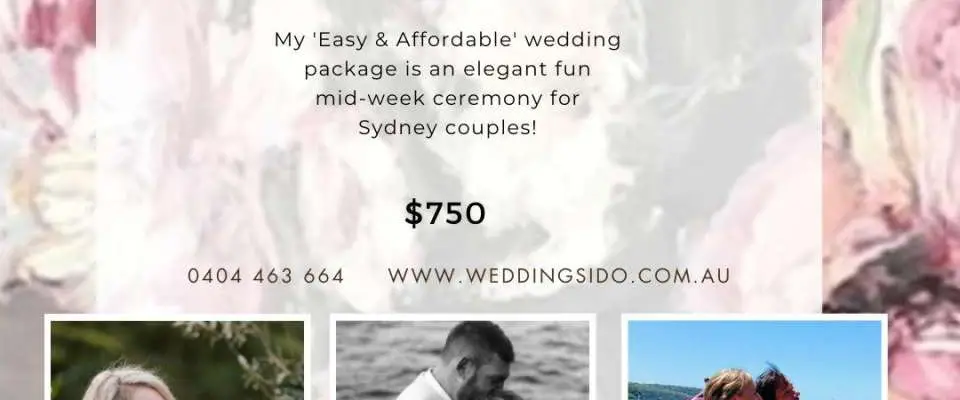 Easy & Affordable  Mid-Week Sydney Weddings $750.00 ~ Innerwest ~ Watson